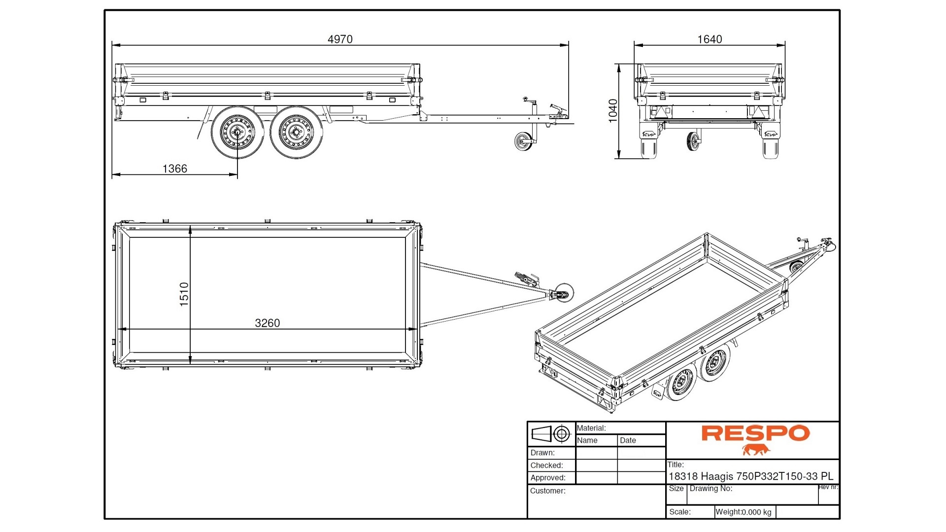 750P332T150 PLH Lavettivaunu