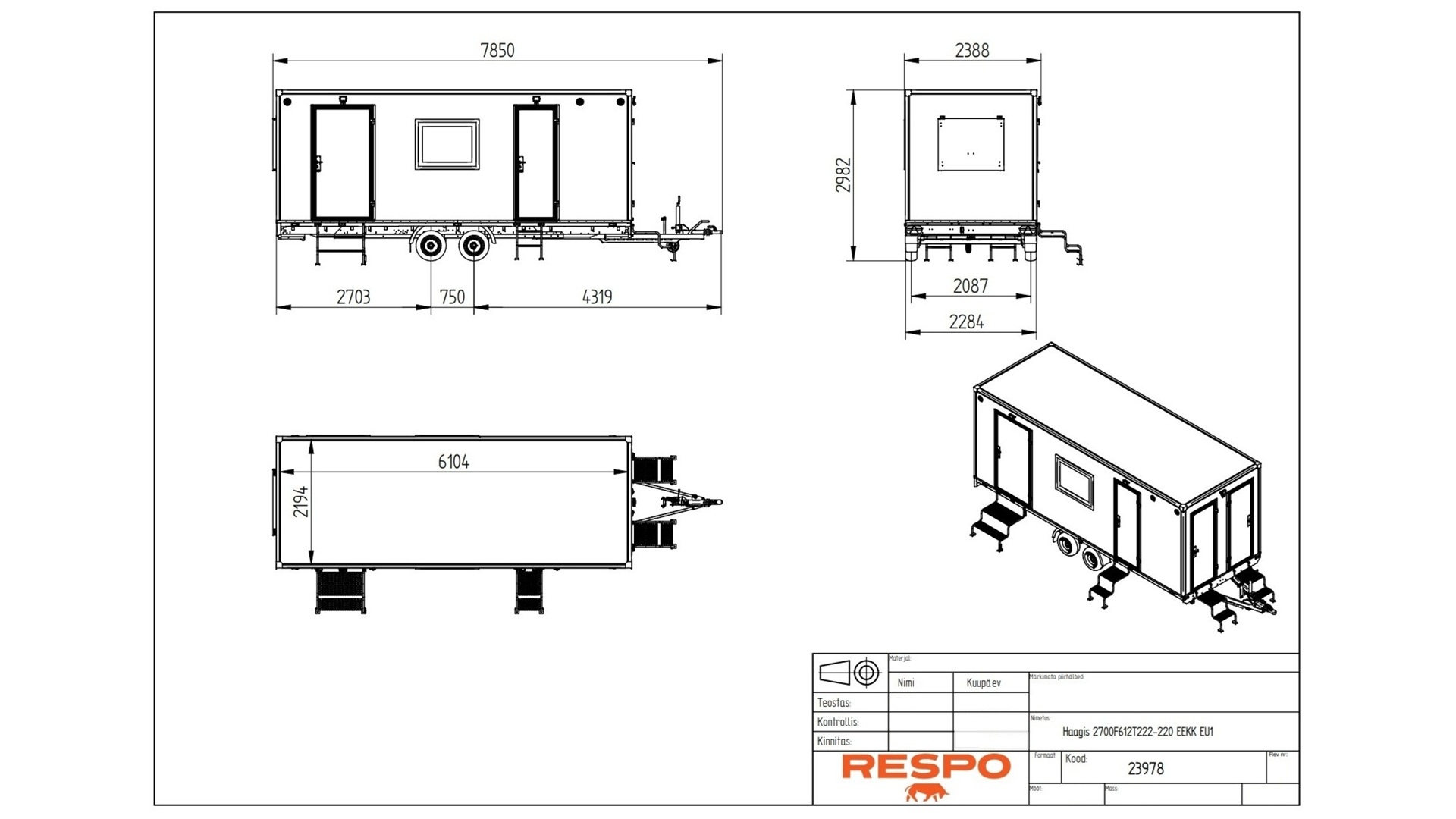 2700F612T222 Kaksi työtilaa