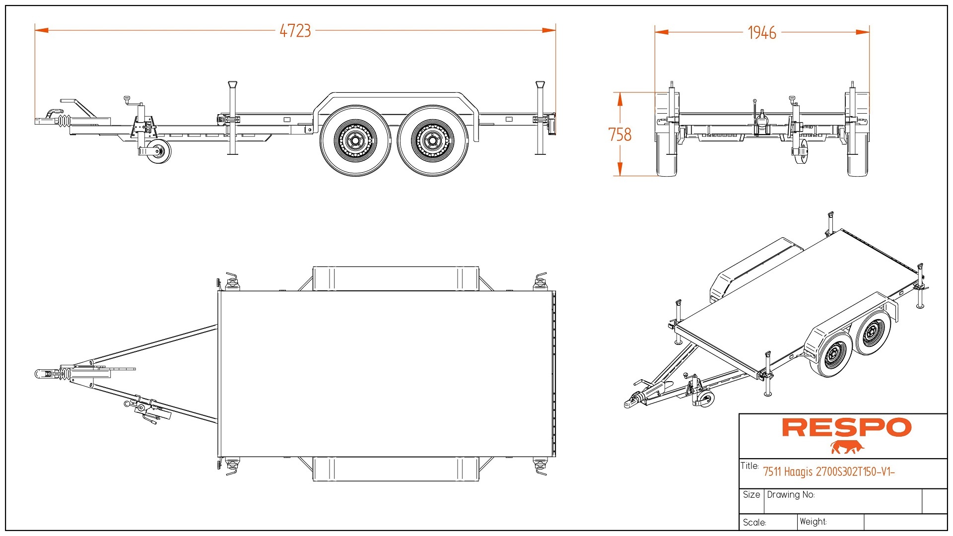 2700S302T150 Aggregaatin alustavaunu